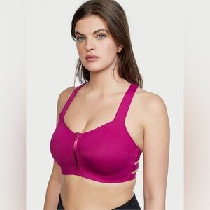 Victoria's Secret Front close strappy back sports bra 34DD fuschia pink
